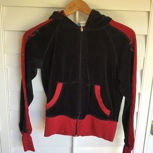 Vintage Y2K velvet black and red sweatshirt